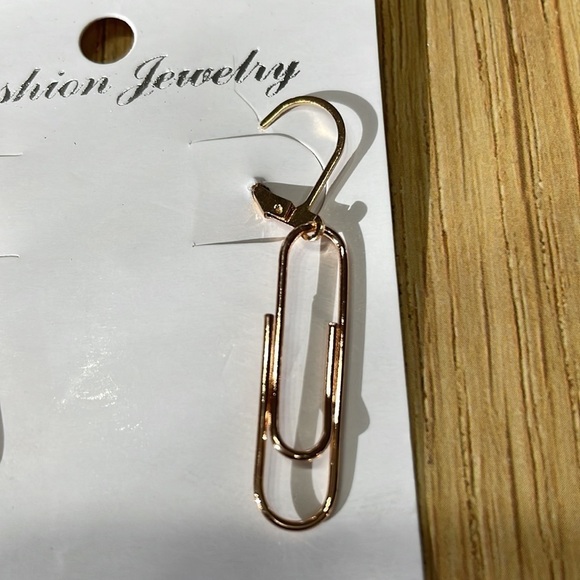 Paperclip Gold Drop Earrings - Picture 10 of 13